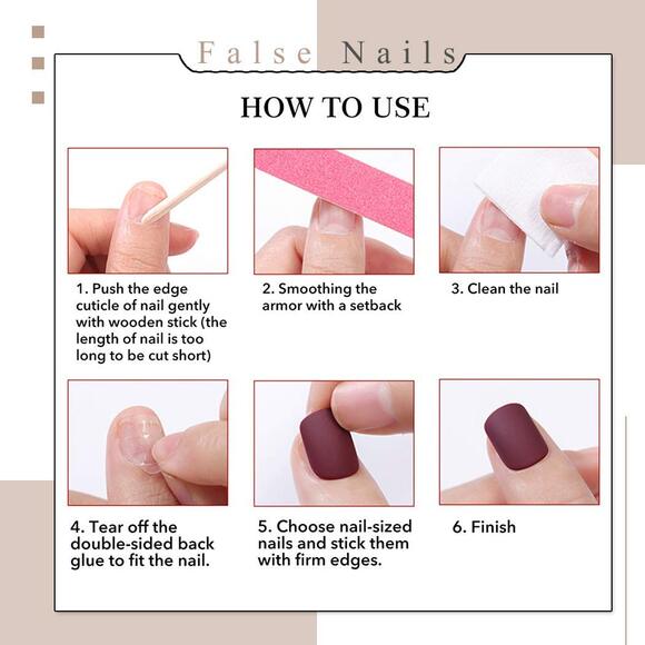 Square Press on Nails, Short Fake French Acrylic - False Nails for Women 24Pcs - Picture 2 of 7